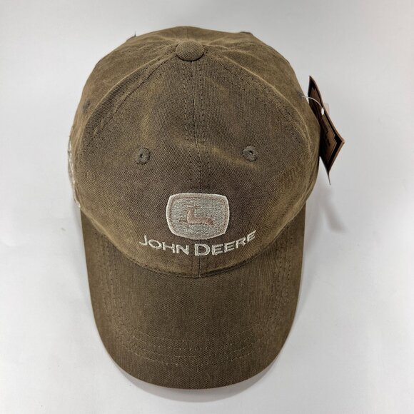 John Deere Strap Back Cap Hat Olive Green Baseball Outdoor Equipment Logo Mens - Picture 7 of 15